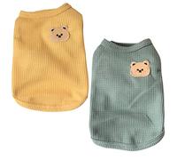 BIECWIAY - Camiseta para Perros y Gatos de algodón, para Verano, Ligera, Suave, Transpirable, elástica, sin Mangas, Chaleco, Ropa para Perros medianos, Paquete de 2, Amarillo y Verde