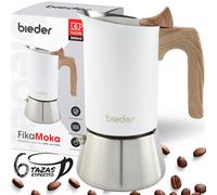 bieder Fika Moka 6 tazas - Cafetera italiana induccion de acero inoxidable para todo tipo de cocinas. Diseño nórdico premium, resistente y fácil de limpiar. Disfruta de un momento único cada día.