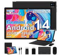 BIEGEDY 2026 último Tablet 10 Pulgadas Android 14 con Gemini AI, 22GB RAM + 128GB ROM (TF 2TB), Octa-Core 2.0GHZ, 8000mAh, GMS, Widevine L1, GPS, OTG,5G WiFi 6 & BT 5.0,Tablet Teclado y Raton Negro
