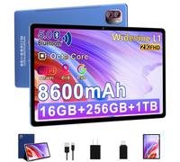 BIEGEDY Tablet 10.36 Pulgadas Octa-Core 2.0 GHz 16GB RAM + 256GB ROM + TF 1TB / 2000 x 1200 Pixels / 8600 mAh / 5MP + 13MP / 5G WiFi/Bluetooth 5.0, Tablet con Funda Azul