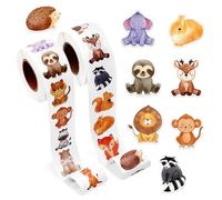 Bieiyhe 2 Rollo Pegatinas Animales Infantiles y Recompensa para Niños, Stickers Selva, Motivacionales, Colores Redondas, Bonitas Pequeñas para Escuela