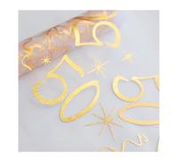 Bieiyhe Camino de Mesa 50 Cumpleaños 28cmx5m,Camino de Mesa Happy Birthday,Camino de Mesa Decoración Fiesta,Camino de Mesa de Organza,Camino de Mesa Feliz Cumpleaños Rectangular para Hombres y Mujeres