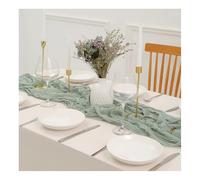 Bieiyhe Camino de Mesa Verde Salvia 90 X 300 cm Moderno Elegante Boho Rústico de Gasa - Tela de Queso Rectangular para Boda, Cumpleaños