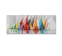 BIEMBI Colorful Sailing Boat Canvas Painting Pictures Print On Canvas Big Size Wall Art Mural For Modern Living Room Bedroom Decor 60x180cm Frameless