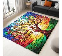 Bien Alfombras para Sala de Estar - Vibrante Árbol De La Vida Vidrio Alfombra Estampada Lavable, Colorful Alfombra Suave de Pelo Corto para Dormitorio Cocina Oficina 160 x 230 cm