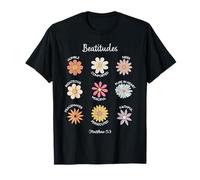 Bienaventuranzas Florales Mateo 5-3 Verso de la Biblia Jesús Cristiano Camiseta