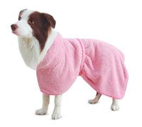 Bienbee Bata de baño Suave para Perro, súper Absorbente y de Secado rápido con Capucha, Abrigo de Secado Acogedor para después del baño, Rosa, Talla XL