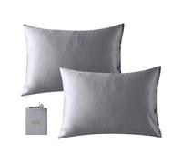 bienDo Funda Almohada 40x60, Bambú-Seda Vegana, Silk Pillowcase, Pack 2, Refrescante, Hipoalergénico y Suave-Gris