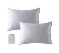 bienDo Funda Almohada 40x60, Bambú-Seda Vegana, Silk Pillowcase, Pack 2 , Refrescante, Hipoalergénico y Suave-Gris