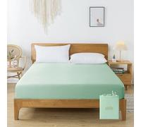 bienDo Sábana Bajera Ajustable, Cama 180x200, Bambú-Seda Vegana, 400 Hilos, Bolsillo 35 cm, Sábana Refrescante, Transpirable y Suave -Verde