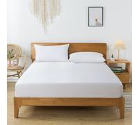 bienDo Sábana Bajera Ajustable Refrescante, Cama 100x200, Bambú (400 Hilos), Blanca, Bolsillo 35 cm, Transpirable, Suave y Hipoalergénico