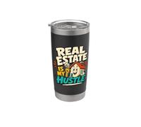 Bienes Raíces Es Mi Hustle Funny House Cartoon Vaso térmico de acero inoxidable de doble pared