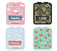 bienpegado - Fiambrera infantil personalizada con nombre - Lonchera bento con diseño básico: escoge tu estilo. Color (Azul Oscuro)