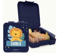bienpegado - Fiambrera infantil personalizada - Lonchera bento con nombre para niños temática: más de 20 divertidos iconos. Color: (Azul oscuro)