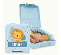 bienpegado - Fiambrera infantil personalizada - Lonchera bento con nombre para niños temática: más de 20 divertidos iconos. Color: (Azul claro)