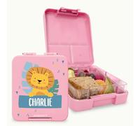 bienpegado - Fiambrera infantil personalizada - Lonchera bento con nombre para niños temática: más de 20 divertidos iconos. Color: (Rosa claro)