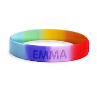bienpegado Pulsera personalizada SOS para niños de silicona Ideal para salidas y paseos. En varios tamaños y colores. Resistente al agua y duradera. (Arco iris)