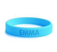 bienpegado Pulsera personalizada SOS para niños de silicona, ideal para salidas y paseos. En varios tamaños y colores. Resistente al agua y duradera (Azul cielo).