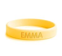 bienpegado Pulsera personalizada SOS para niños de silicona, ideal para salidas y paseos. En varios tamaños y colores. Resistente al agua y duradera. (Amarillo)