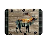 Bienvenida Alfombra Alce para Animal Paw Nature Sunset Pine Tree Paint Muy Suave Alfombra De Cocina Suave Alfombra De Franela para Oficina Dormitorio Jardín 60X40Cm