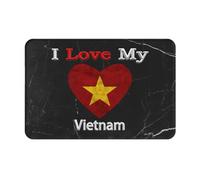 Bienvenida Alfombra Amo Mi Bandera del Corazón De Vietnam Muy Suave Alfombra Exterior para Puerta Súper Absorción De Agua Estera Interior para Jardín Salón Fiesta 60X40Cm