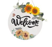 Bienvenida Decoración de Madera Decoración de Pared Sala de Estar Puerta Principal Girasol Decoración Guirnalda Decoración (Blanco)