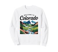 Bienvenido a Colorado Scenic Mountain River Graphic Retro Sudadera