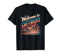 Bienvenido a Detroit Skyline Retro City Camiseta