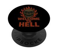 Bienvenido a Hello Skull Flames PopSockets PopGrip Adhesivo