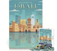 Bienvenido a Israel Rompecabezas de 1000 Piezas para Adultos Potencia la Mente Relajante y Divertido Bordes Uniformes Regalo Ideal (38x26cm)
