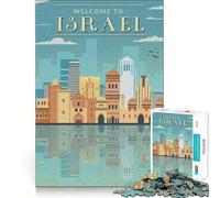 Bienvenido a Israel Rompecabezas para Adultos 1000 Piezas Juego de Memoria Cerebral Corte Fino Acabado Premium Una Forma entretenida de Pasar Las Horas Libres (50x75cm)