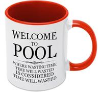 Bienvenido a la piscina donde perder el tiempo. El tiempo bien perdido se considera tiempo perdido. Tazas de café. Taza de té de cerámica con impresión de doble cara novedosa para mamá, papá, amigo, e