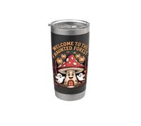 Bienvenido a la seta del bosque embrujado, dibujos animados retro Vaso térmico de acero inoxidable de doble pared