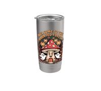 Bienvenido a la seta del bosque embrujado, dibujos animados retro Vaso térmico de acero inoxidable de doble pared