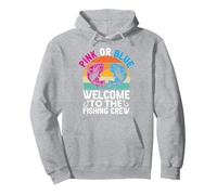 Bienvenido a la tripulación de Pesca Divertido Acuario gráfico Sudadera con Capucha, Unisex para Adultos, Gris Jaspeado, XL