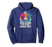 Bienvenido a la tripulación de Pesca Divertido Acuario gráfico Sudadera con Capucha, Unisex para Adultos, Azul Marino, XL