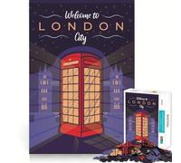 Bienvenido a Londres Rompecabezas de 1000 Piezas Juguete Creativo de Habilidad Componentes Resistentes y de Corte Limpio Juego de ingenio Ideal para Viajar Regalo (38x26cm)