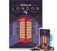 Bienvenido a Londres Rompecabezas para Adultos de 1000 Piezas Juego Mental Regalo Ideal Troquelado de Alta precisión Actividad Relajante para Grupos en Interiores (50x75cm)