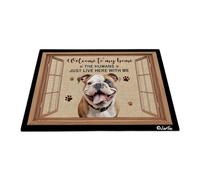Bienvenido A Mi Casa - Bulldog Inglés Tapete para Puerta Antideslizante Felpudo De Bienvenida Fácil De Limpiar Felpudo De Entrada para Jardín Pasillo Entrada Casa 40X60 Cm