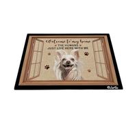 Bienvenido A Mi Casa - Perro Crestado Chino Felpudo De Bienvenida Suave Felpudo De Entrada Antideslizante Alfombra Puerta para Trasera Delantera Jardín Interior 40X60 Cm