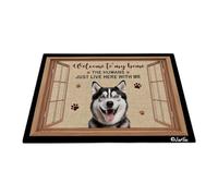 Bienvenido A Mi Casa - Perro Husky Siberiano Felpudo De Entrada Fácil De Limpiar Felpudo De Bienvenida Suave Alfombra Puerta para Jardín Pasillo Entrada Casa 40X60 Cm