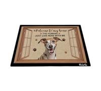 Bienvenido A Mi Casa - Perro Whippet Felpudo De Bienvenida Divertidos Felpudo De Entrada Fácil De Limpiar Alfombra Puerta para Interior Trasera Delantera Cuarto 40X60 Cm