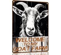Bienvenido A Mi Granja De Cabras Retro Letreros Metal Estaño Arte Letrero De Estaño Diseño Cartel Metal para Pub Garaje Cocina 20X30 Cm