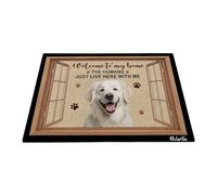 Bienvenido A Mi Hogar - Perro Kuvasz Felpudo De Bienvenida Suave Felpudo De Entrada Fácil De Limpiar Alfombra Puerta para Cocina Interior Entrada Casa 40X60 Cm