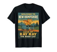 Bienvenido a New Hampshire Cat on The Roof of a Van Camiseta