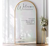 Bienvenido A Nuestra Calcomanía De Espejo De Boda, Calcomanía De Vinilo, Nombres Y Fechas Personalizados For El Espejo, Pegatinas De Pared For Letrero De Celebración De Boda(42X54CM)