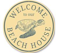 Bienvenido a nuestra casa de playa, tortuga marina, vida marina, letrero de buceo