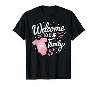Bienvenido a nuestra familia Es una niña Revelación de género Bebé Niña Camiseta