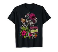 Bienvenido a Paradise Skeletal Flamingo Witch Spooky Tiki Art Camiseta