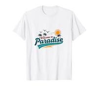 Bienvenido a Paradise Tropical Beach Vacation Camiseta, Hombre, Blanco, XXL